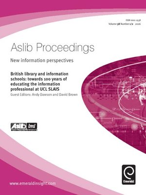 cover image of Aslib Proceedings: New Information Perspectives, Volume 58, Issue 1 & 2